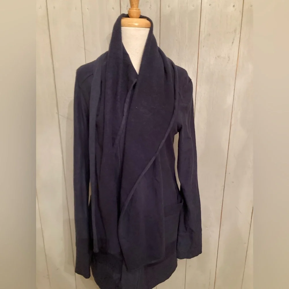 Beyond Yoga Scarf Sweater Fleece Jacket Navy Blue Organic Cotton Size‎ M